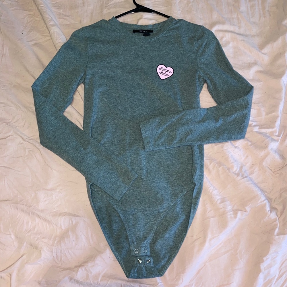 Grey “Maybe Never” Forever 21 Bodysuit 💖